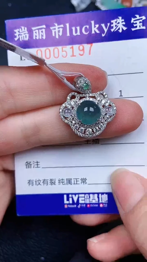 颈饰银S925镶嵌翡翠5719