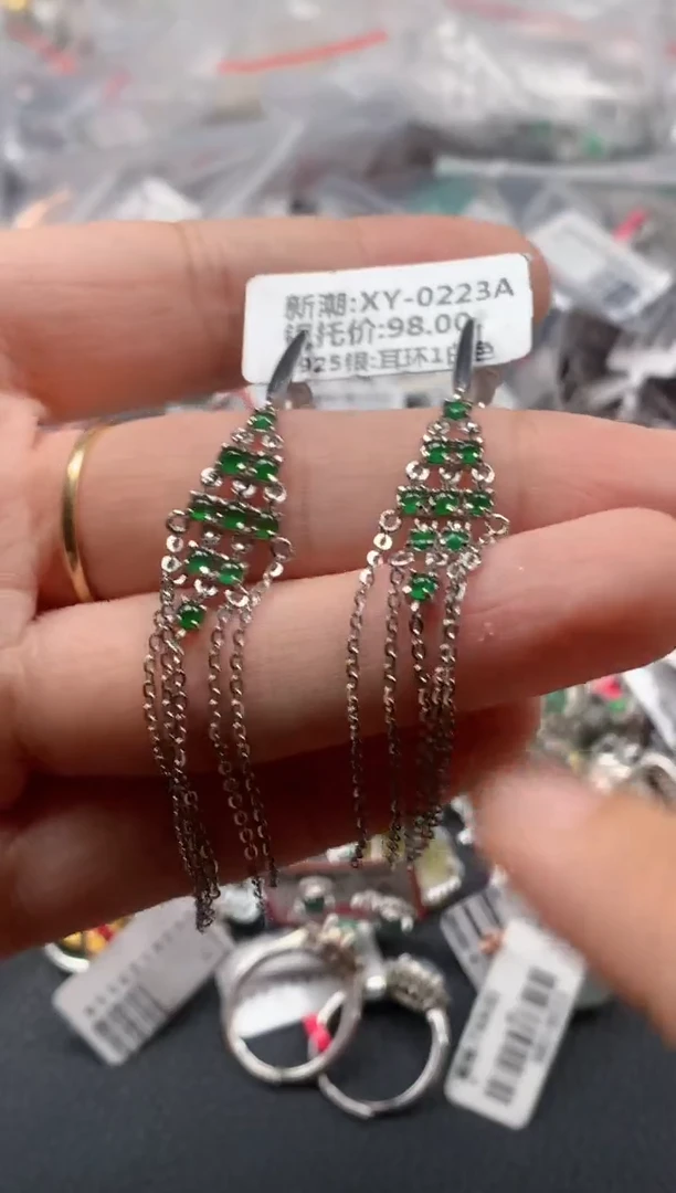 银S925镶嵌戒指翡翠天然A货缅甸翡翠