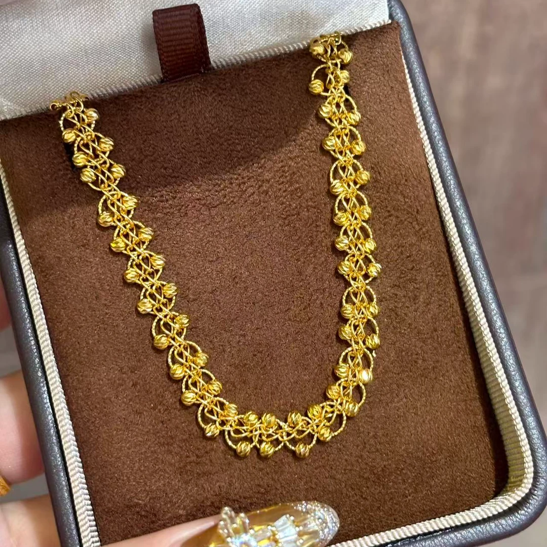 【伟新源】足金999 5G工艺  蕾丝珠项链19.69克（42+3cm）