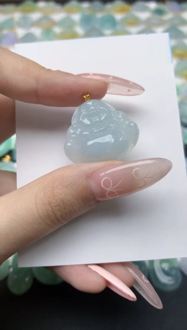 翡翠18K金镶嵌颈饰天然翡翠A货