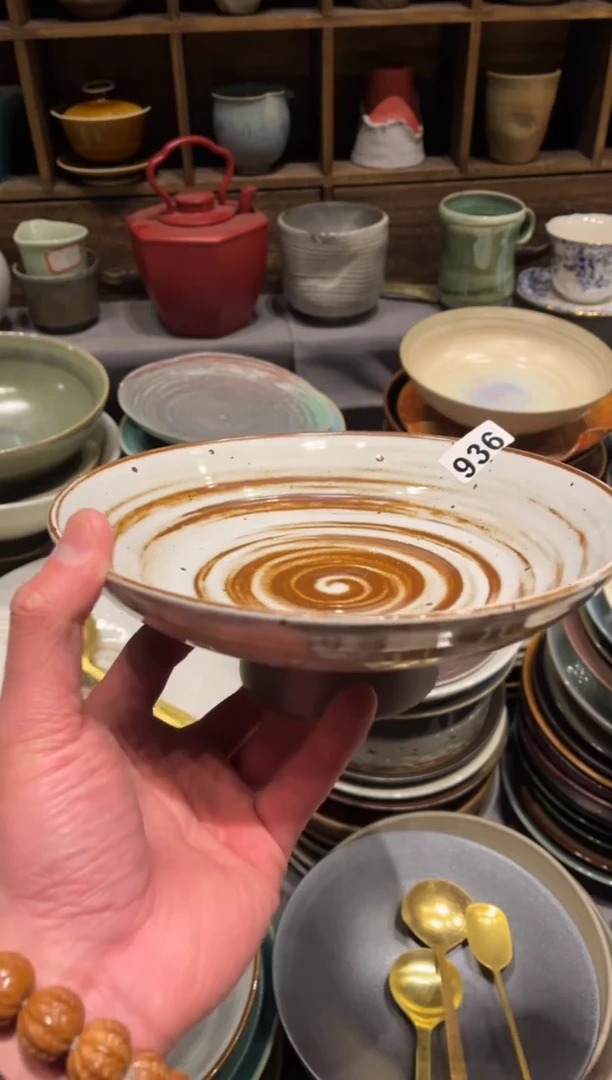 【闪购商品】瓷片936 微瑕白麻点高足菜盘1个