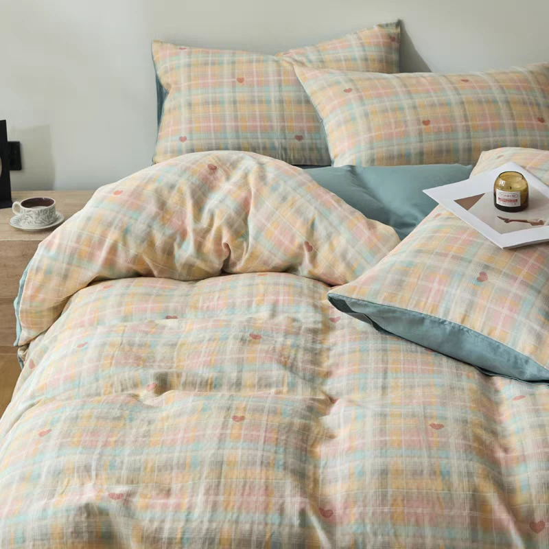 【精工印花单人被套】加厚牛奶绒秋冬保暖款加绒被套-七彩方格