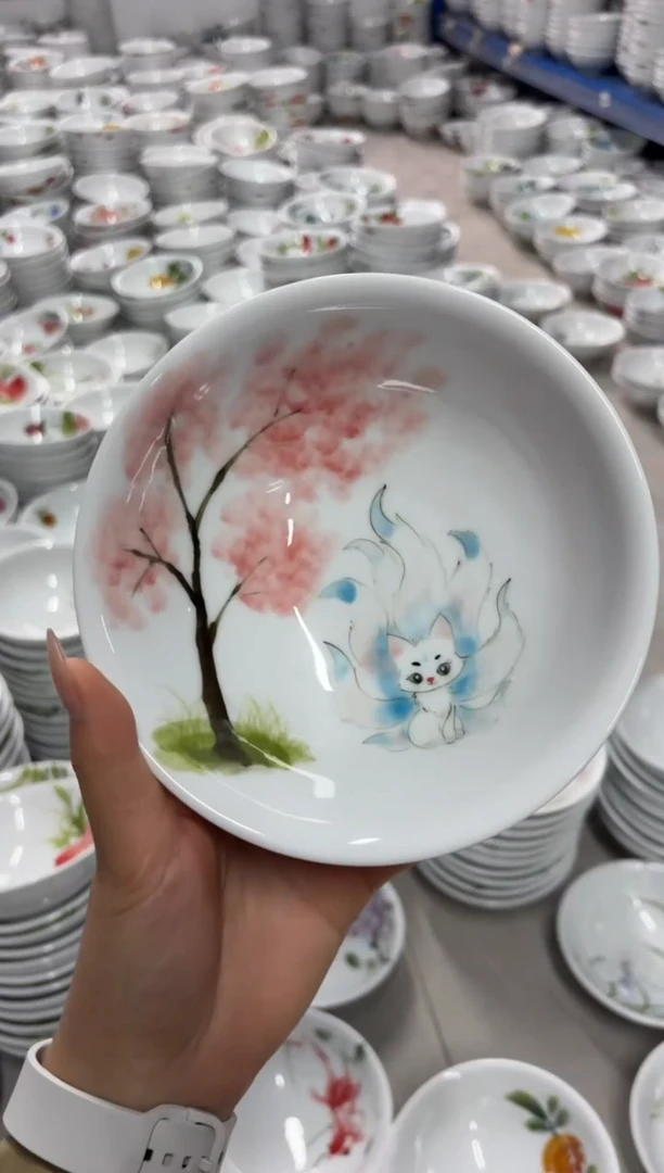 瓷片景德镇高温陶瓷食品级手绘釉中彩-壮壮碗