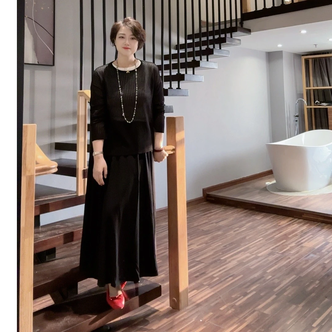 【U.M】抖抖裙天丝半身裙长裙藏肉显瘦