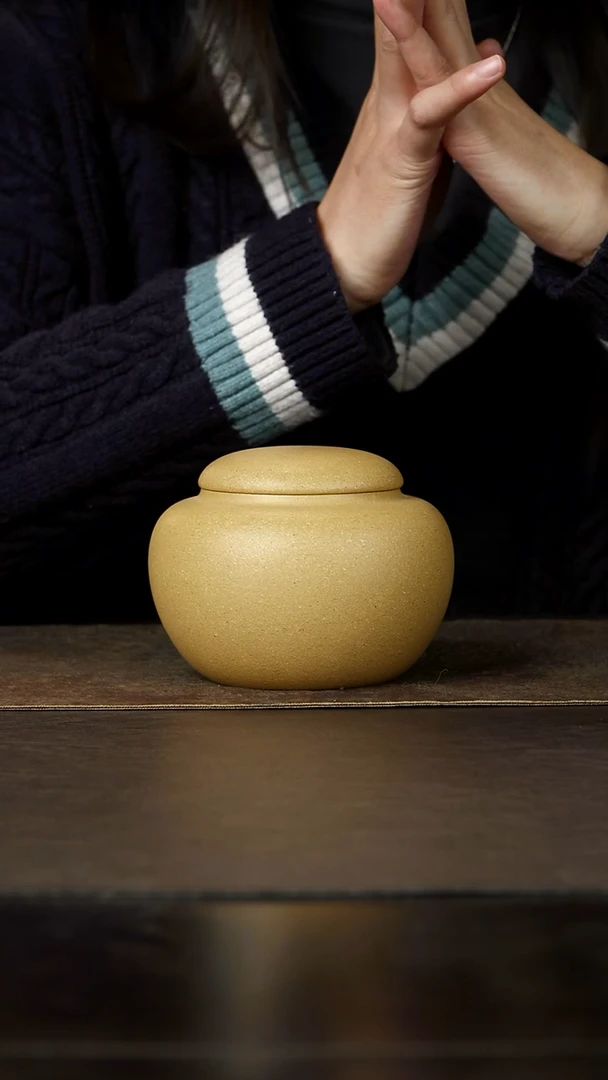 茶杯紫砂杯研所专属 五韵茶叶罐段泥容茶量150g左右