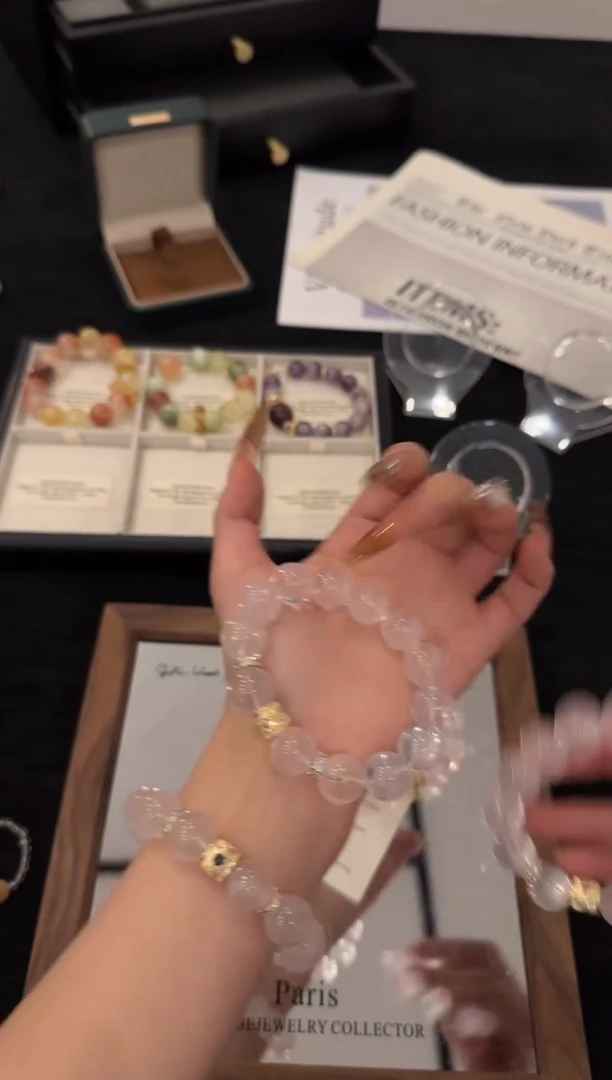 合金手链水晶粉水晶x3285