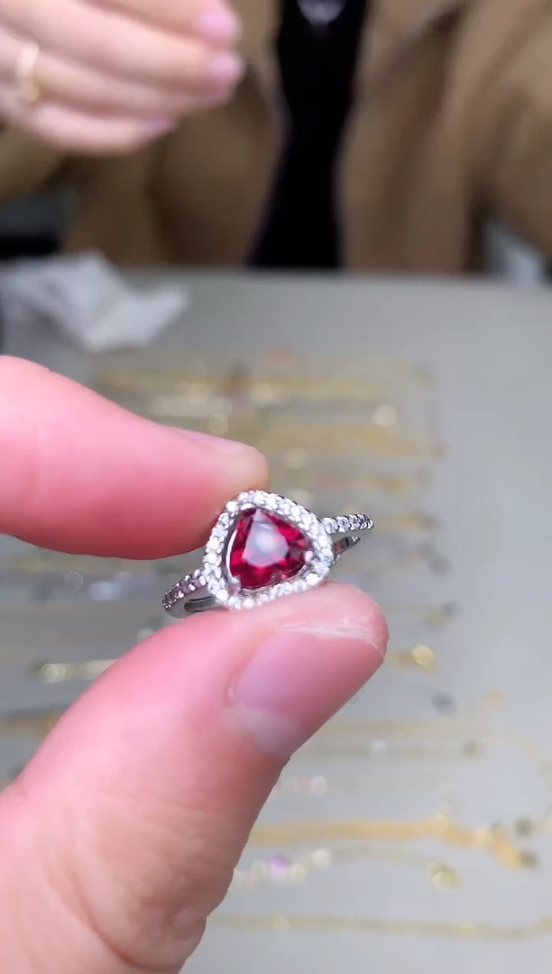 银S925镶嵌戒指碧玺戒指