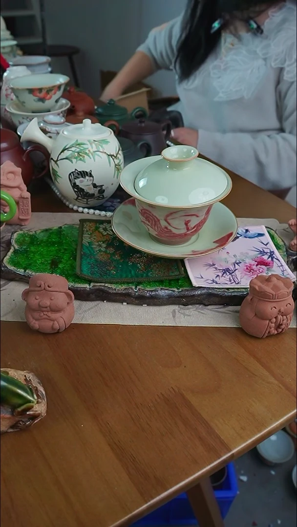 【茶瓷物语】手绘敦煌盖碗