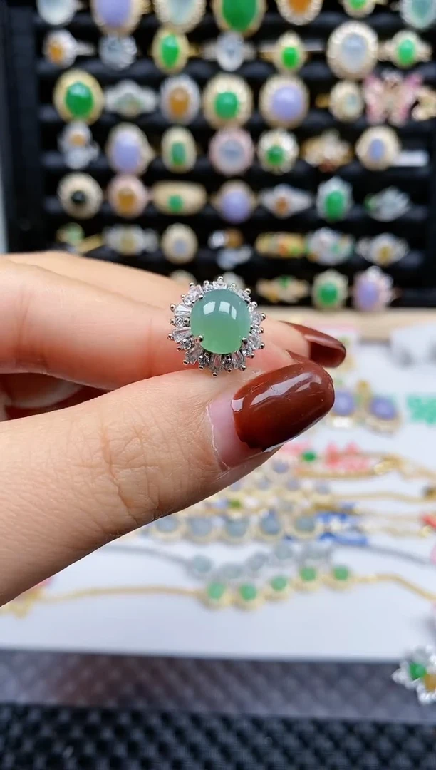 银S925镶嵌戒指翡翠484