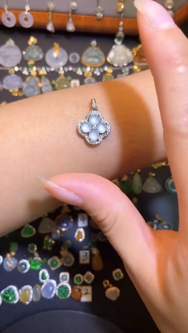 翡翠银S925镶嵌吊坠(不含链)天然A货翡翠