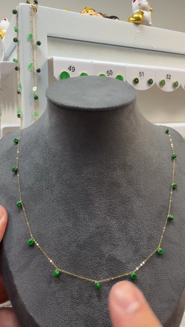 项链18K金镶嵌翡翠缅甸天然翡翠a货