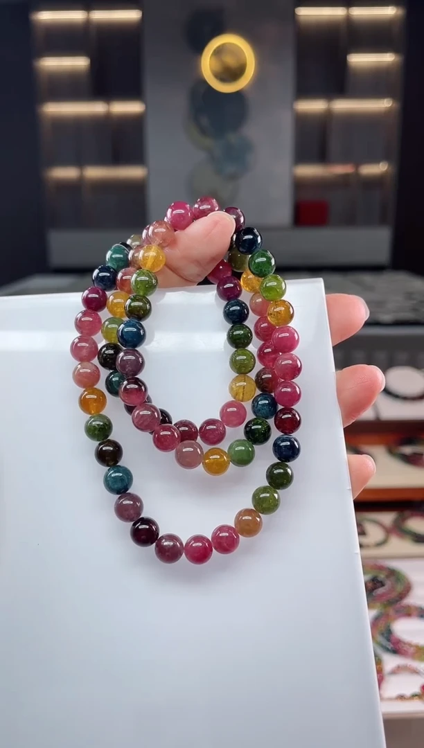 未镶嵌老矿碧玺三圈手串7mm+碧玺（多样性发一条）Q