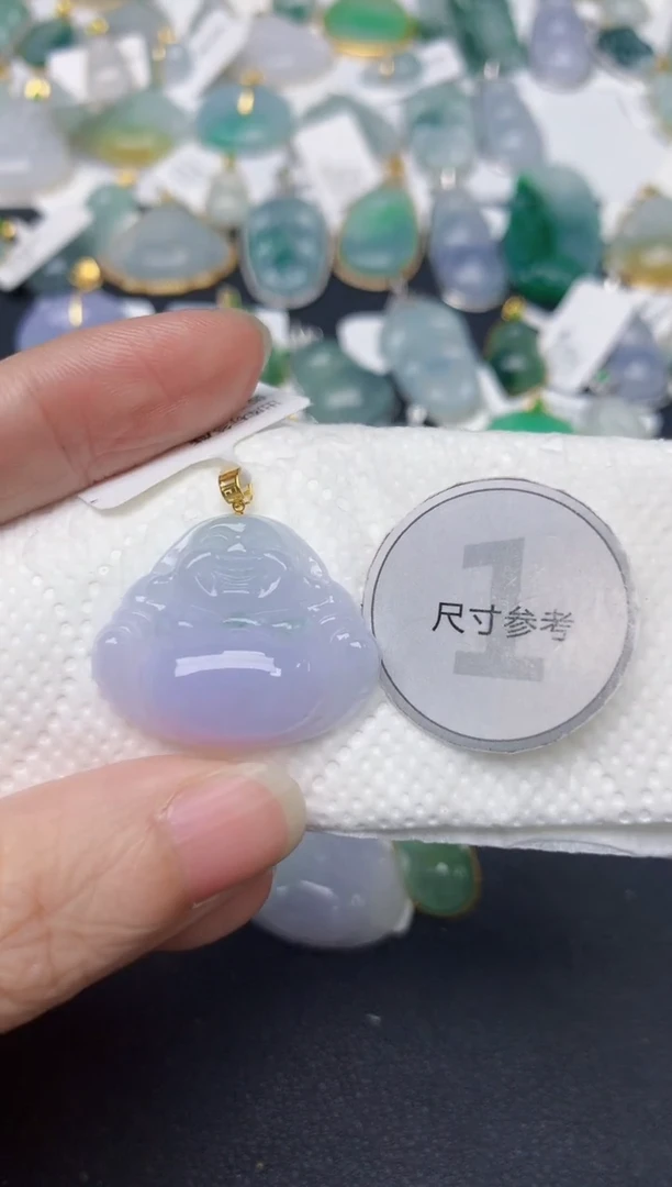 颈饰18K金镶嵌翡翠天然缅甸A货翡翠