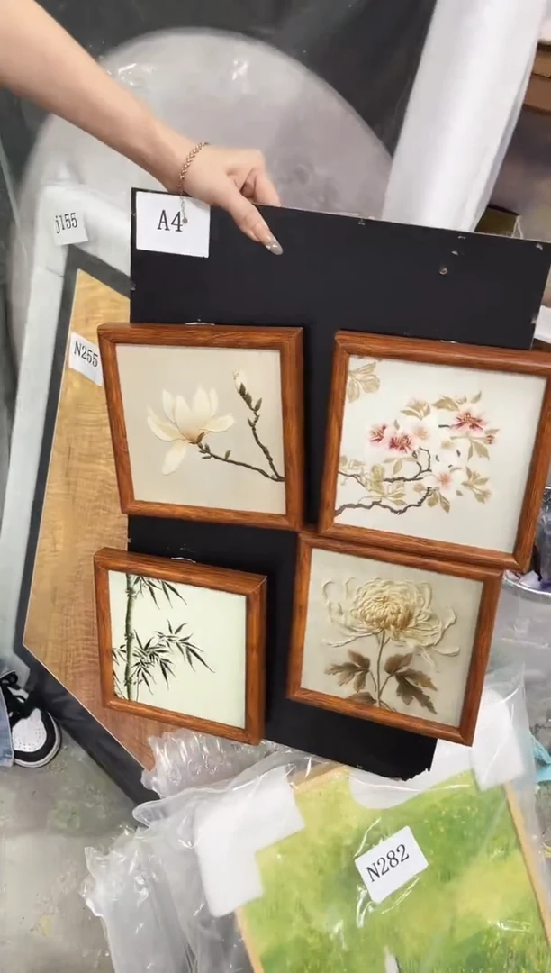 竖款梅兰竹菊  20*20  4副