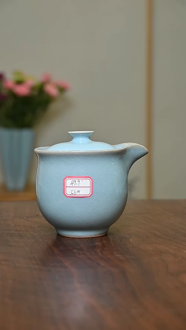 56#手抓壶 天青 微瑕 朱家汝窑款