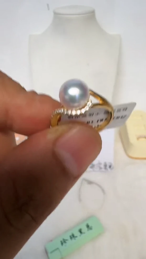 戒指银S925镶嵌海水珍珠戒指