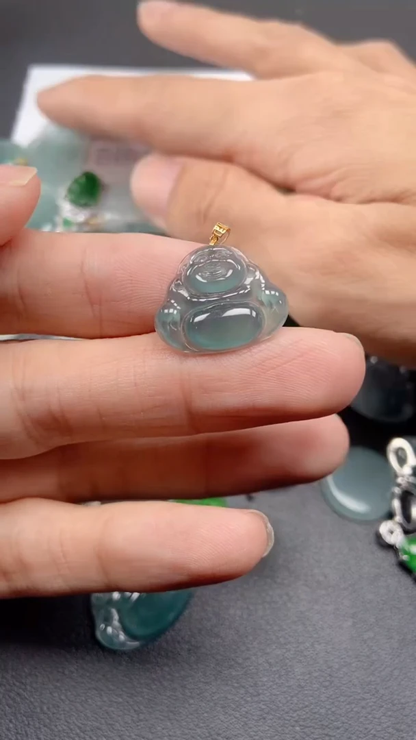 吊坠(不含链)18K金镶嵌翡翠吊坠