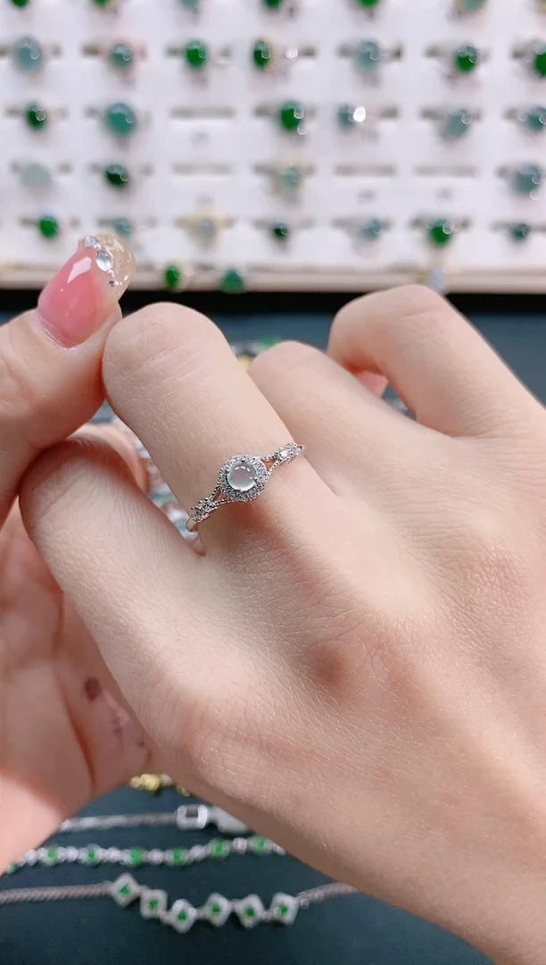 【闪购商品】翡翠戒指银S925镶嵌 天然翡翠