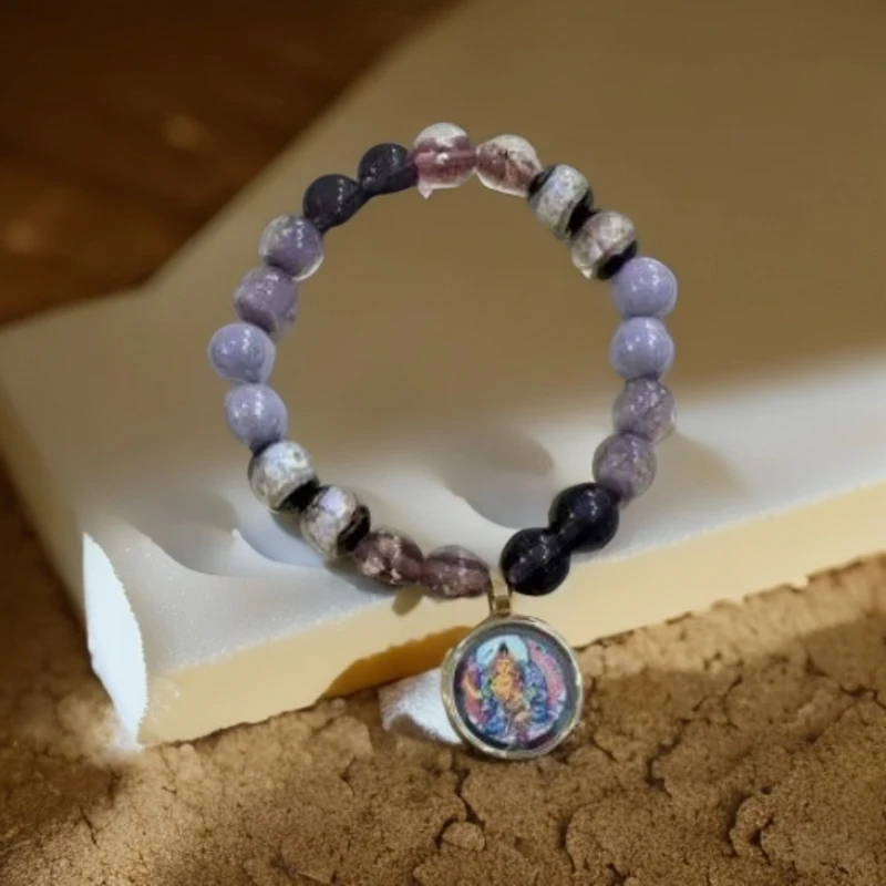 铜合金琉璃手链 【夜光琉璃】新款香灰琉璃金箔手串男女同款梦幻