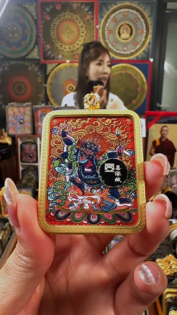 吊坠壹善缘城手绘唐卡大黑天