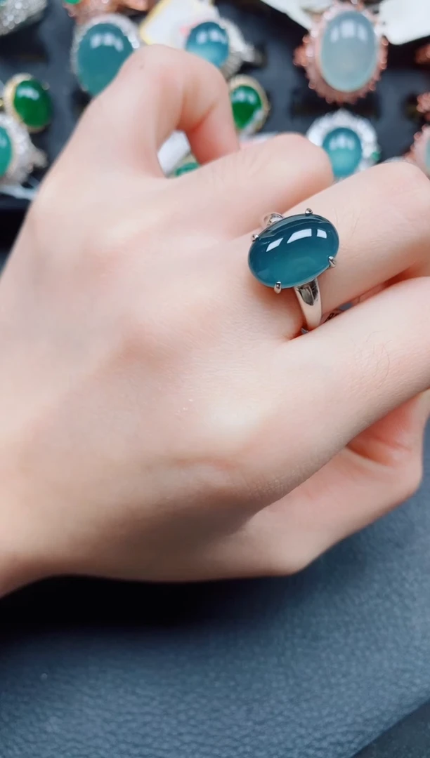 银S925镶嵌戒指翡翠翡翠