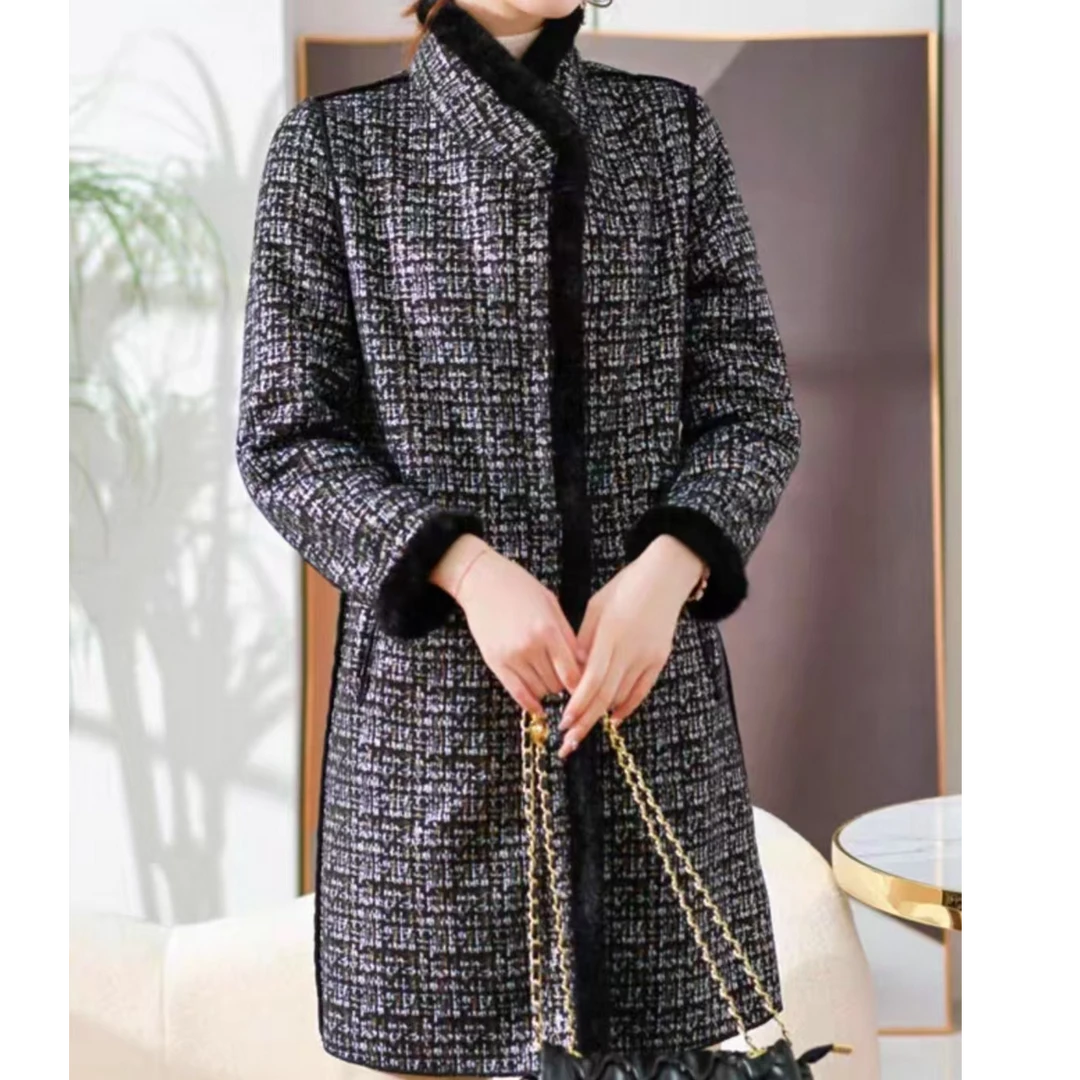 【海宁】妈妈装貂绒轻奢花色外套-639