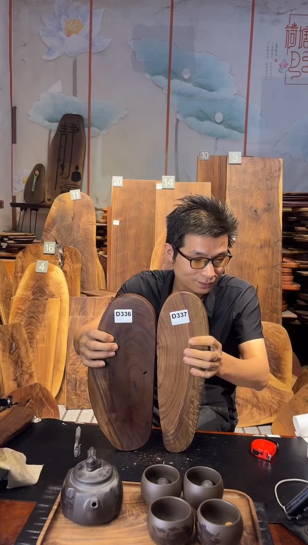 木晴黑胡桃木干泡茶盘一物一拍原木没有完美品，介意瑕疵请勿下单