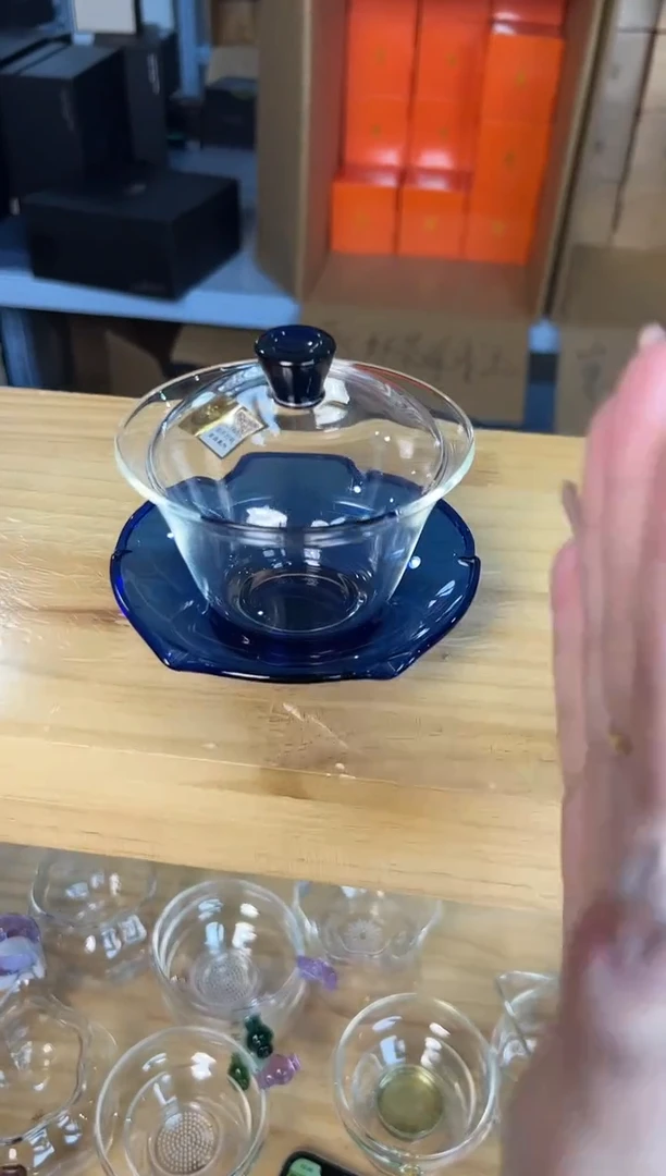 禾器 荷叶盖碗/宝蓝