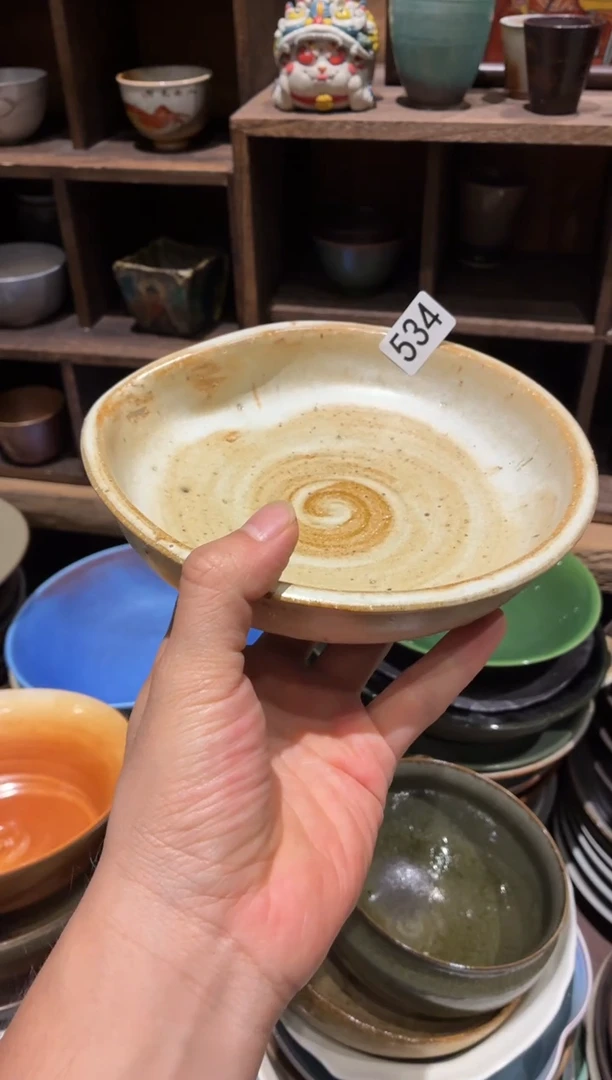 瓷片º**?534手工志野异形盘1个
