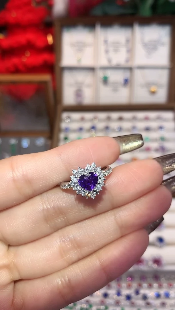 戒指彩色蓝宝石18K金镶嵌1.11ct/天然宝石/七天无理由