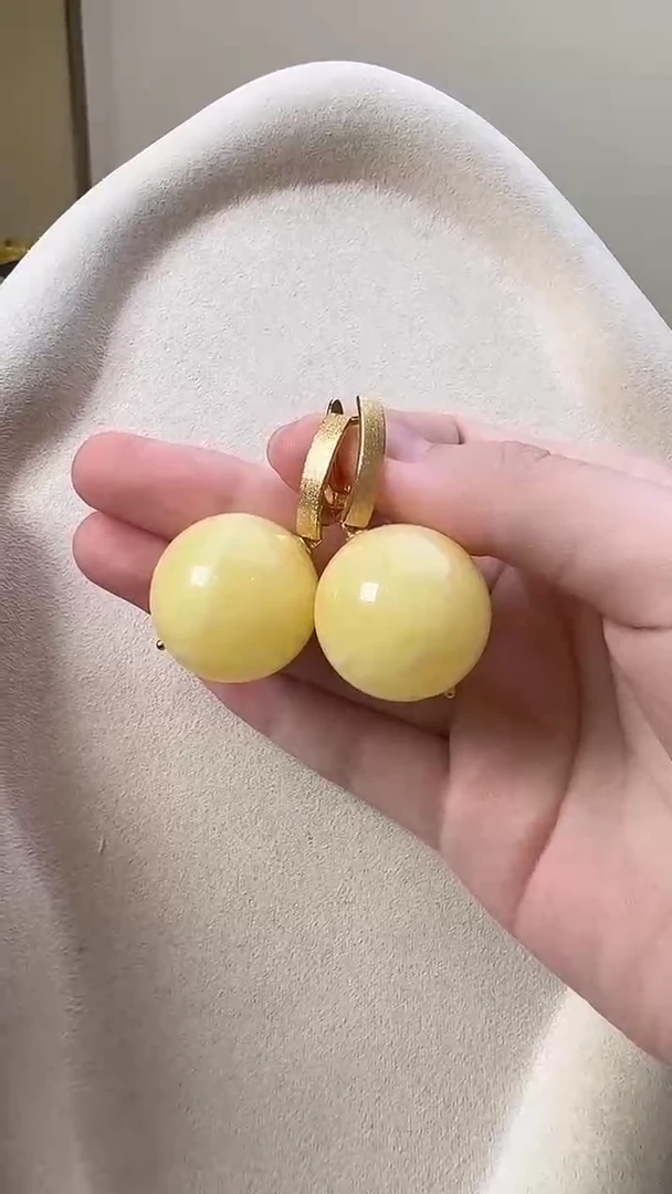 琥珀未镶嵌耳饰耳环