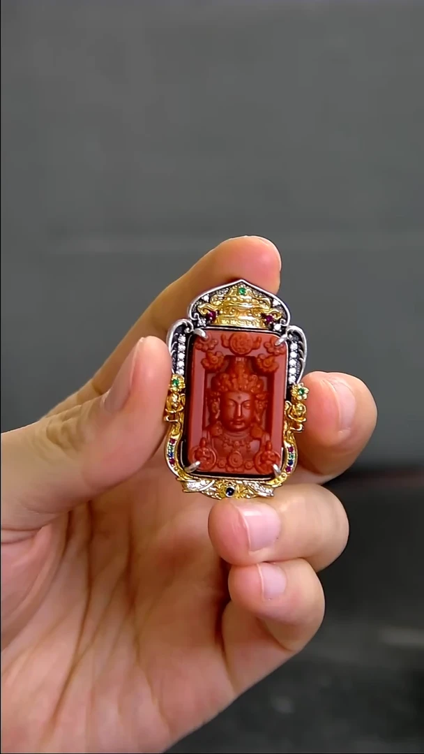 银S925镶嵌雕刻南红玛瑙004ZB1120产品一个