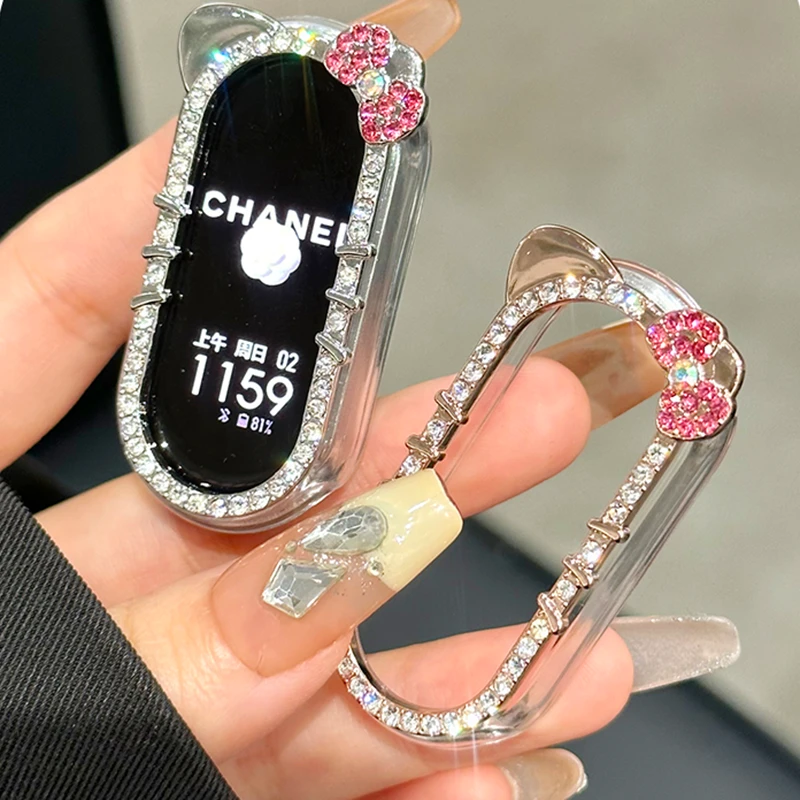 适用小米手环10保护壳Xiaomi手环9手表壳新款镂空kt猫镶钻套防摔