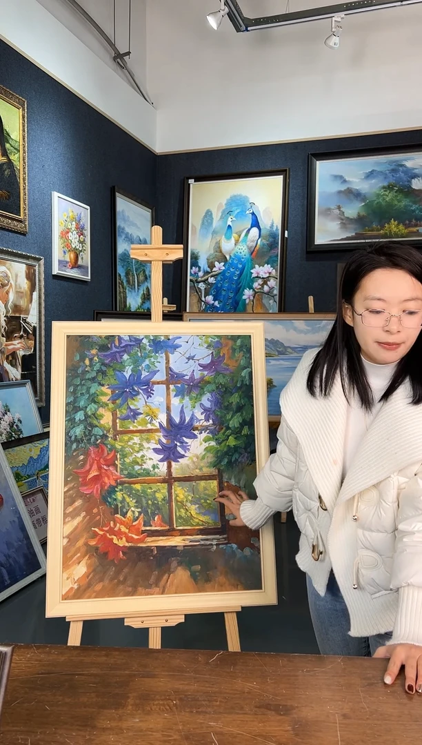 【闪购商品】油画油画52号 60*80  窗户 手绘油画