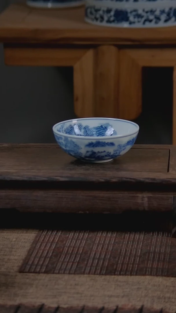 杯折葵非器手工手绘山水普洱杯