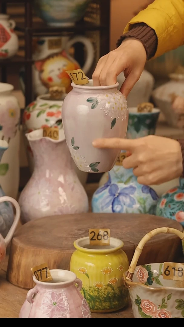 陶瓷景德镇设计师手作花器摆件侘寂风@M172@