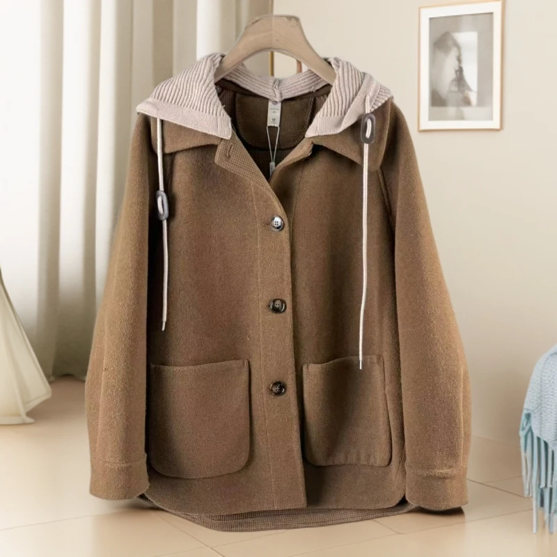 【W8456橘色咖色连帽】时尚百搭新款休闲时尚百搭洋气2025