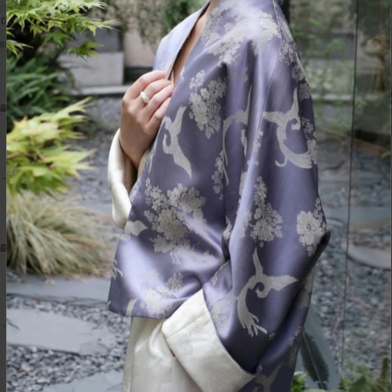 盛唐婧双面穿凤戏牡丹真丝女士气质上衣洋气休闲装外套QP