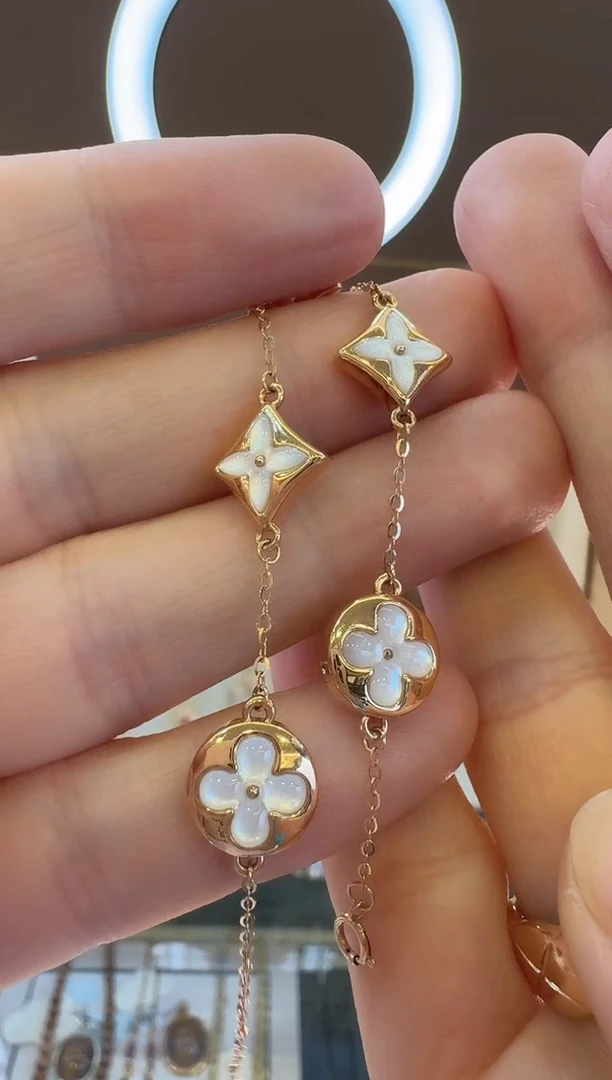 18K金镶嵌贝壳（贝母）手链老花手链