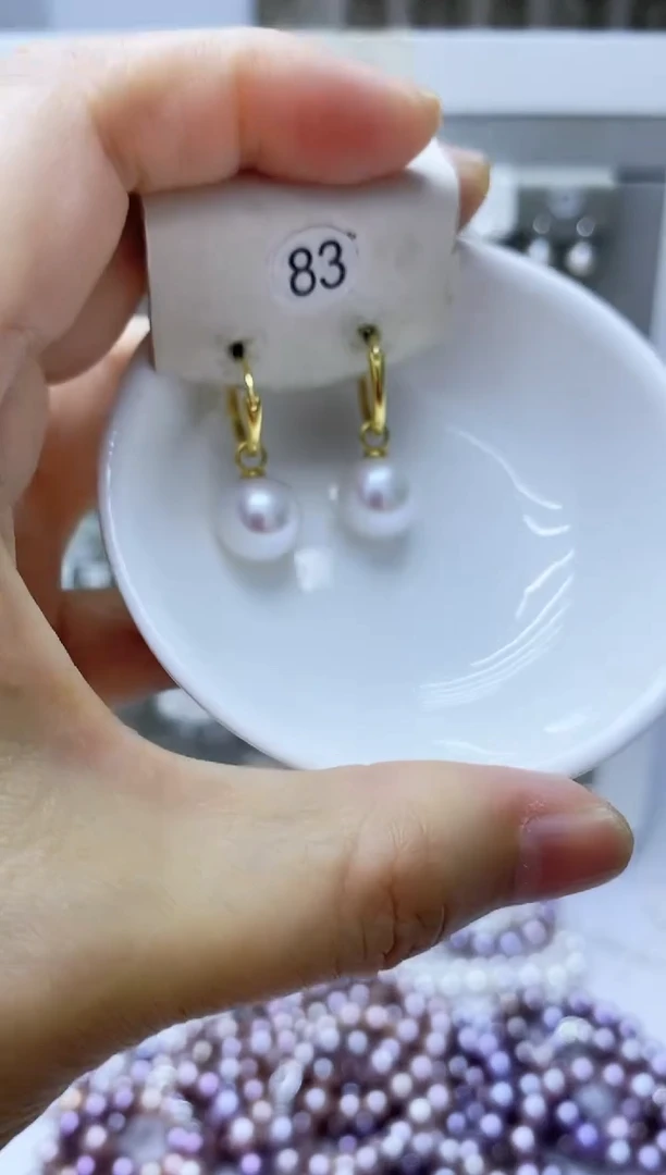 银S925镶嵌淡水珍珠耳饰83