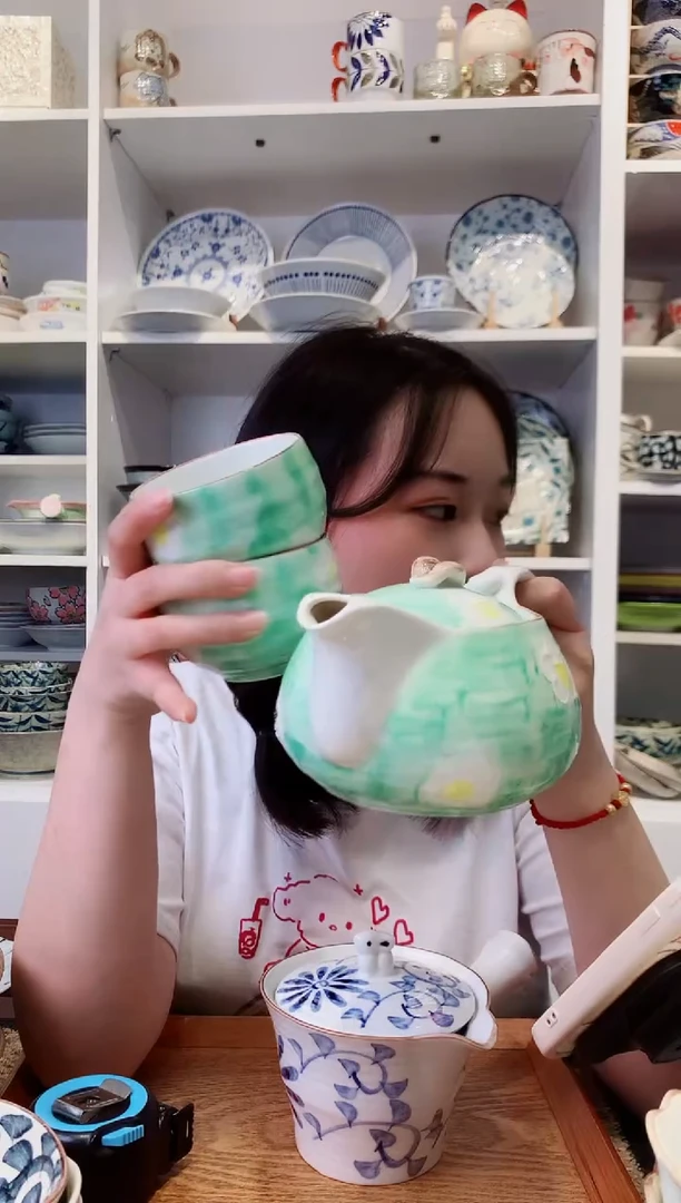 陶瓷【一壶两杯】濑户烧手绘茶壶一套