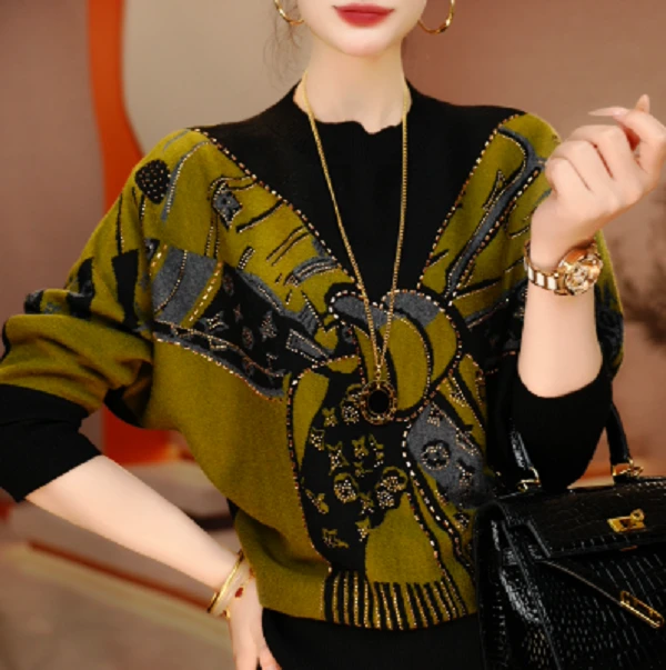 诺诗新款含羊毛长袖气质显瘦百搭时尚毛衣V25Y213