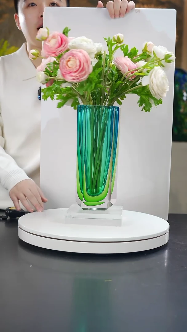 手工艺品琉璃宝石蓝绿设计款花器