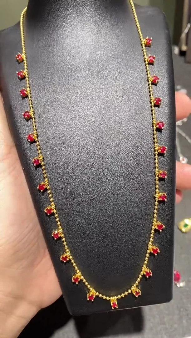 颈饰银S925镶嵌红宝石项链