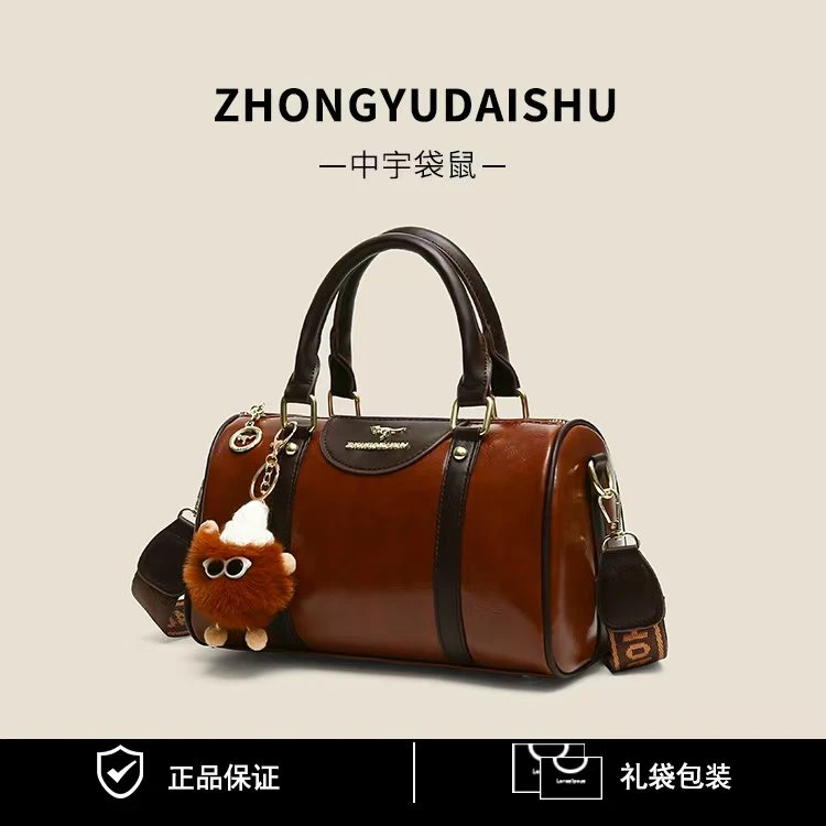 新款时尚单肩手提纯色枕头包