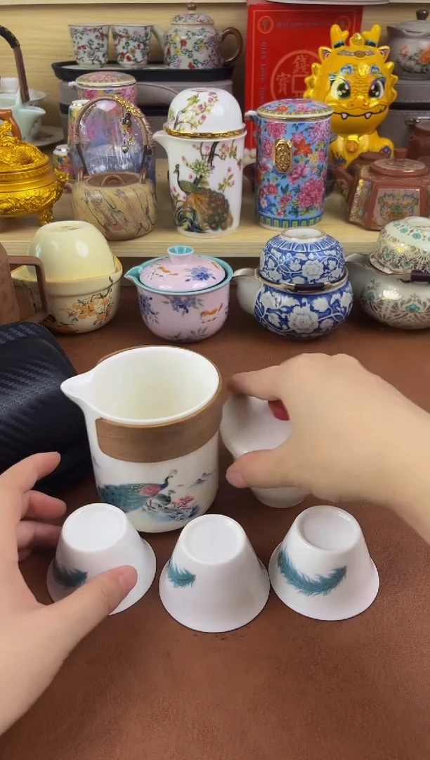 陶瓷茶具摆件旅行套组