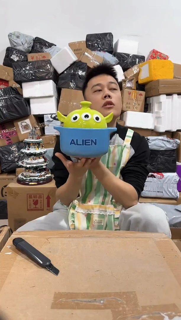 瓷片原盒三眼仔砂锅