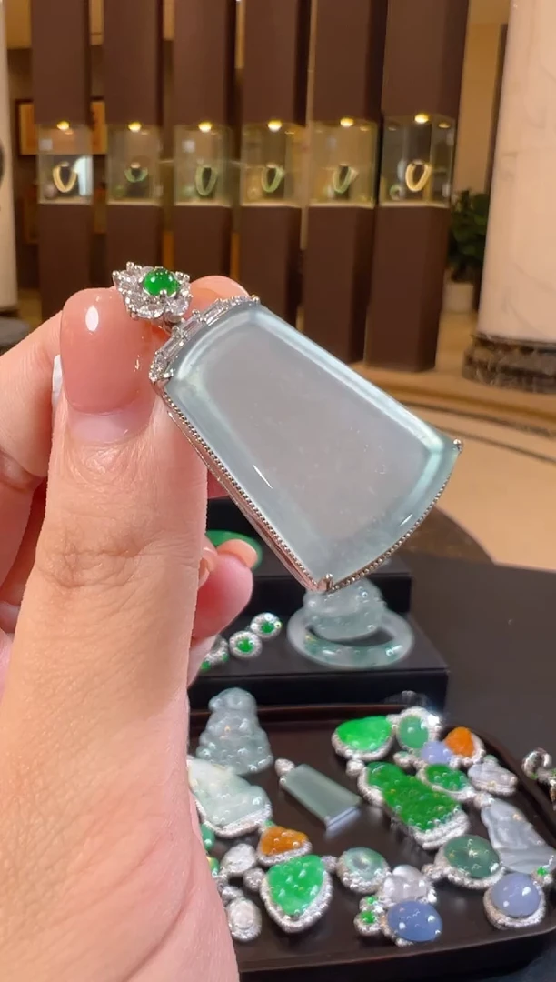 翡翠银S925镶嵌吊坠(不含链)天然A货翡翠JS0025多样性发一