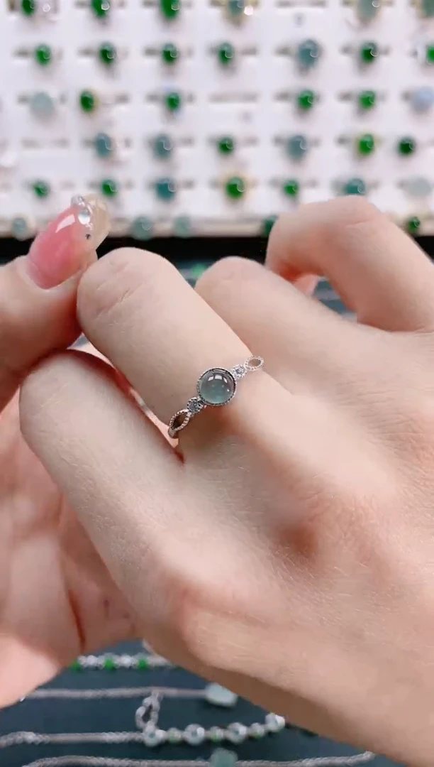 【闪购商品】翡翠戒指银S925镶嵌天然翡翠