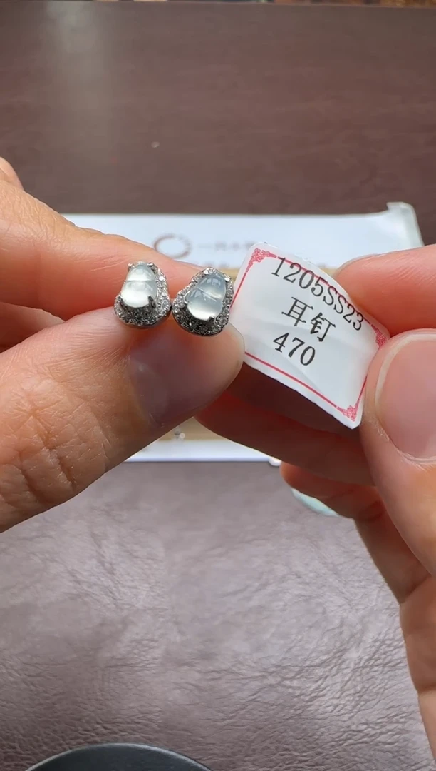 银S925镶嵌翡翠耳饰洁*1205SS23